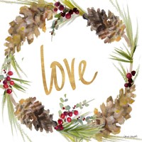 Gold Christmas Wreath I Fine Art Print