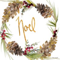 Gold Christmas Wreath III Fine Art Print