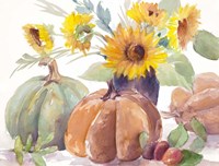 Tawny Sunflowers and Pumpkins Fine Art Print
