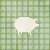 Farm Pig on Plaid Fine Art Print