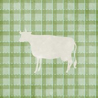 Farm Cow on Plaid Fine Art Print