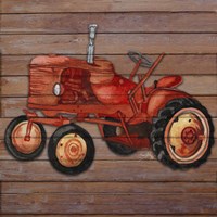 Tractor on Wood II Fine Art Print