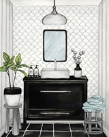 Modern Black and White Bath II Fine Art Print