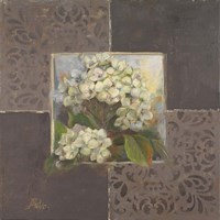 Hydrangeas on Brown I Fine Art Print