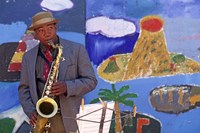 Black Jazz Street Performer, San Fransisco Fine Art Print