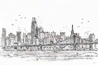 Skyline Sketches VII No Words Flowers Fine Art Print