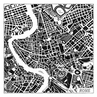 Rome Map Black Fine Art Print