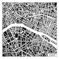 Paris Map Black Fine Art Print