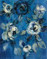 Loose Flowers on Blue I Framed Print