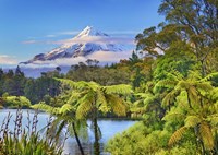 Taranaki Mountain and Lake Mangamahoe, New Zealand Fine Art Print