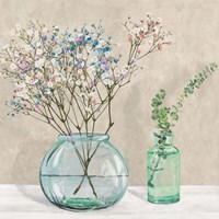 Floral Setting with Glass Vases I Fine Art Print