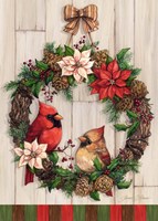 Christmas Cardinal Wreath Fine Art Print