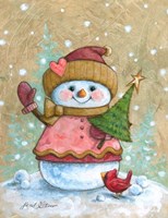 SnowKids Girl With Tree Fine Art Print