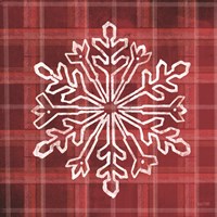 Red Plaid Snowflakes Fine Art Print