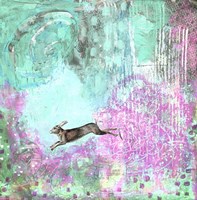 Rabbit and Purple Flowers Fine Art Print