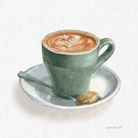 Wake Up Coffee II Linen Sage Fine Art Print