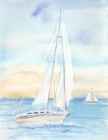 East Coast Lighthouse sailboat panel I Fine Art Print