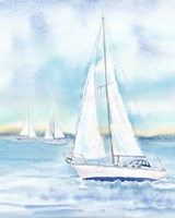 East Coast Lighthouse sailboat panel II Fine Art Print