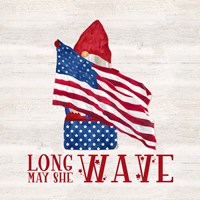 Patriotic Gnomes V-Long may she wave Fine Art Print