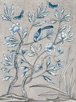 Shimmering Garden II Navy Fine Art Print