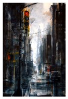 Broadway and Howard Street, rain Fine Art Print