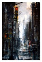 Broadway and Howard Street, rain Fine Art Print