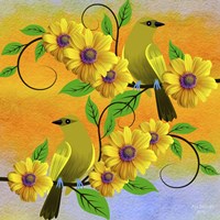 Yellow Flower Bird Fine Art Print