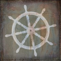 Rusty Sign Nautical Wheel Framed Print
