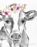 Floral Cow A Framed Print