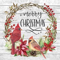 Cardinal Christmas Wreath Fine Art Print