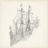 Antique Ship Sketch III Fine Art Print