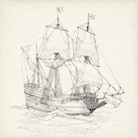 Antique Ship Sketch IV Fine Art Print