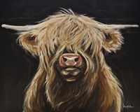 Highland Cow On Black 1 Shamus Fine Art Print