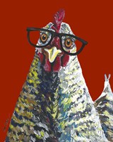 Chicken Williaminia Glasses On Red Fine Art Print