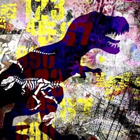 Painted Dino 2 Grunge Fine Art Print