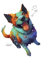 Pets- Teal and Orange Dog Fine Art Print