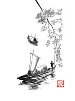 Fishermen On River Li Fine Art Print