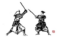 Samurai Fight Tryptique Partie 1 Fine Art Print