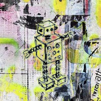 Graffiti Graphic Robot Fine Art Print
