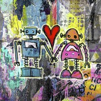 Graffiti Pop Robot Love Fine Art Print