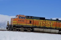 Orange Train in Snow Fine Art Print
