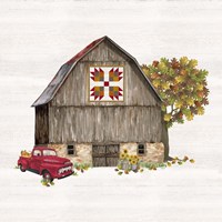 Fall Barn Quilt III Framed Print