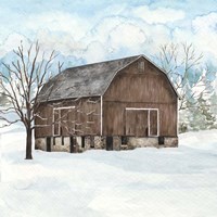Winter Barn Quilt I Framed Print