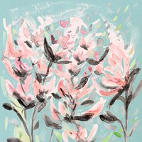 Wild Flowers on Teal Fine Art Print