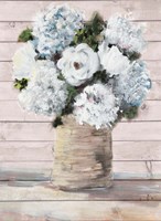 White and Blue Rustic Blooms Fine Art Print