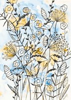 Yellow and Blue Blooms II Fine Art Print