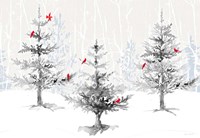 Silver Forest with Cardinals Fine Art Print