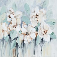 Modern Blue Fleurs Square Fine Art Print