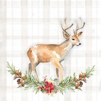 Holiday Woodland Garland on Plaid II Framed Print
