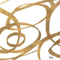 Golden Swirls Square I Framed Print